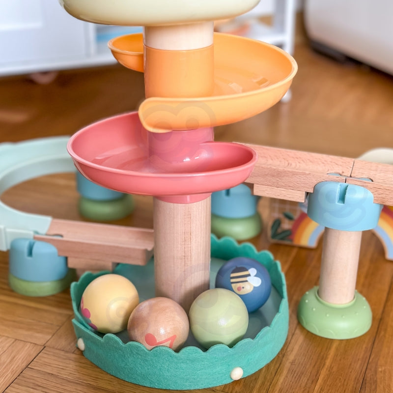 Medinis rutulių takelis su garso efektais FSC WOOPIE GREEN