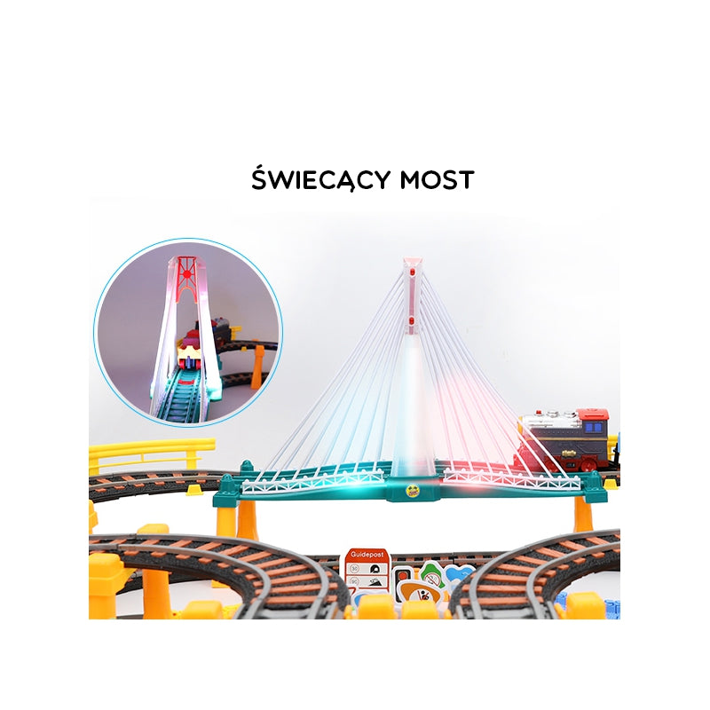 Trasa elektrinis geležinkelis 2in1 su automobiliu XXL 192 el. WOOPIE