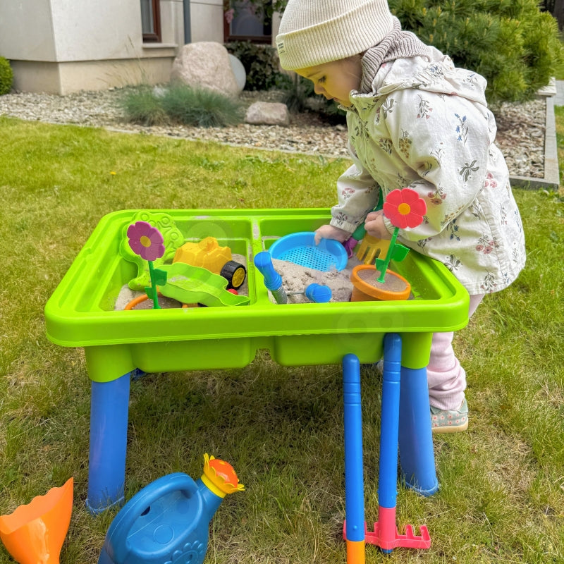 Vaikiškas vandens ir smėlio stalas 2in1 su priedais, WOOPIE