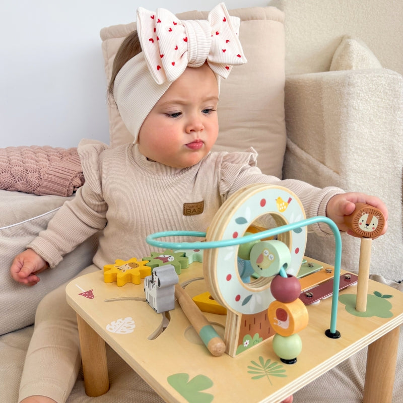 Medinis sensorinis edukacinis stalas vaikams 5in1, WOOPIE GREEN