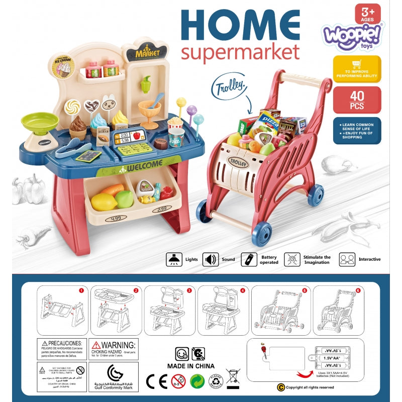 Vaikiška saldainių parduotuvėlė su vežimėliu ir priedais 40 vnt.