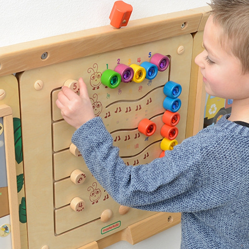 Montessori edukacinė sieninė lenta “Spalvoti vikšrai”, MASTERKIDZ