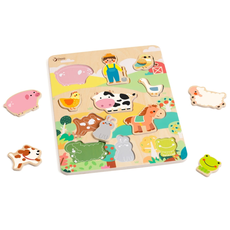 Medinė dėlionė vaikams „Ūkio gyvūnai“, Classic World
