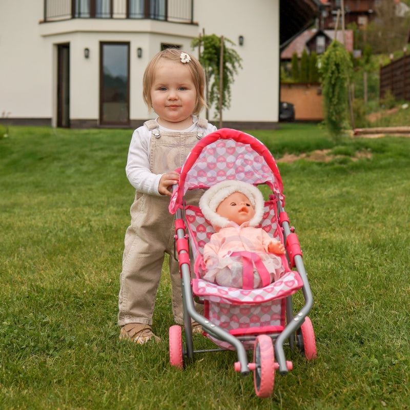 Triratis vežimėlis lėlėms, rožinis, WOOPIE