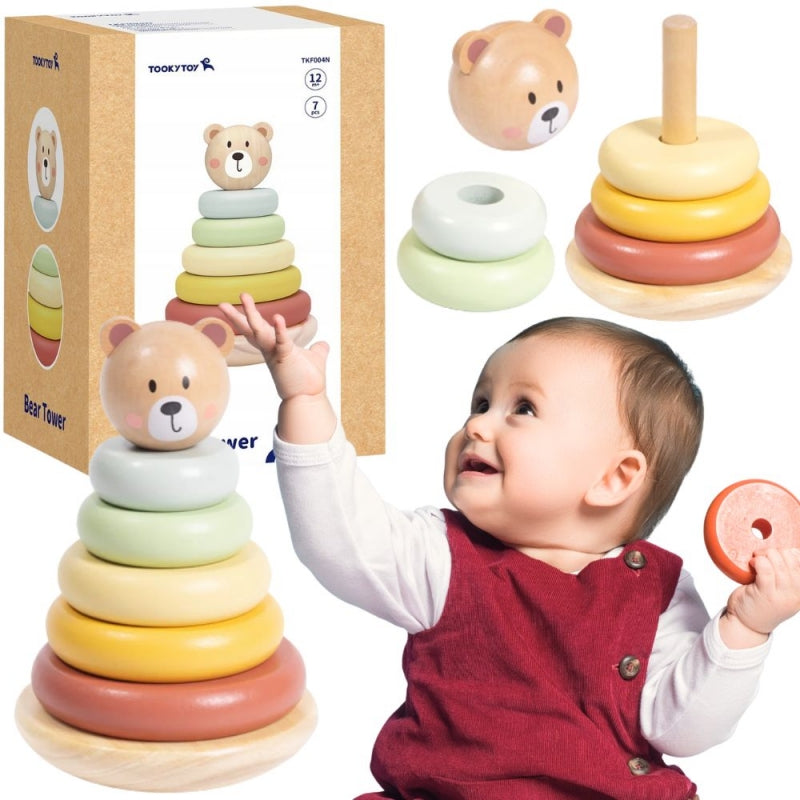 Medinė sensorinė dėlionė „Piramidė“ TOOKY TOY
