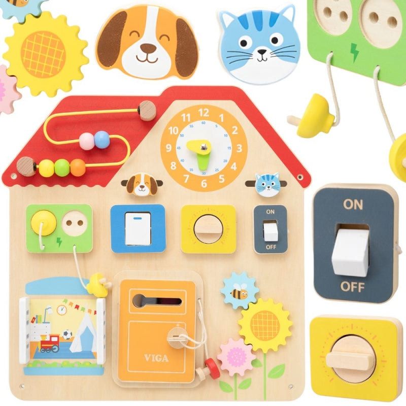 Medinė edukacinė veiklos lenta vaikams  „Namelis“, VIGA