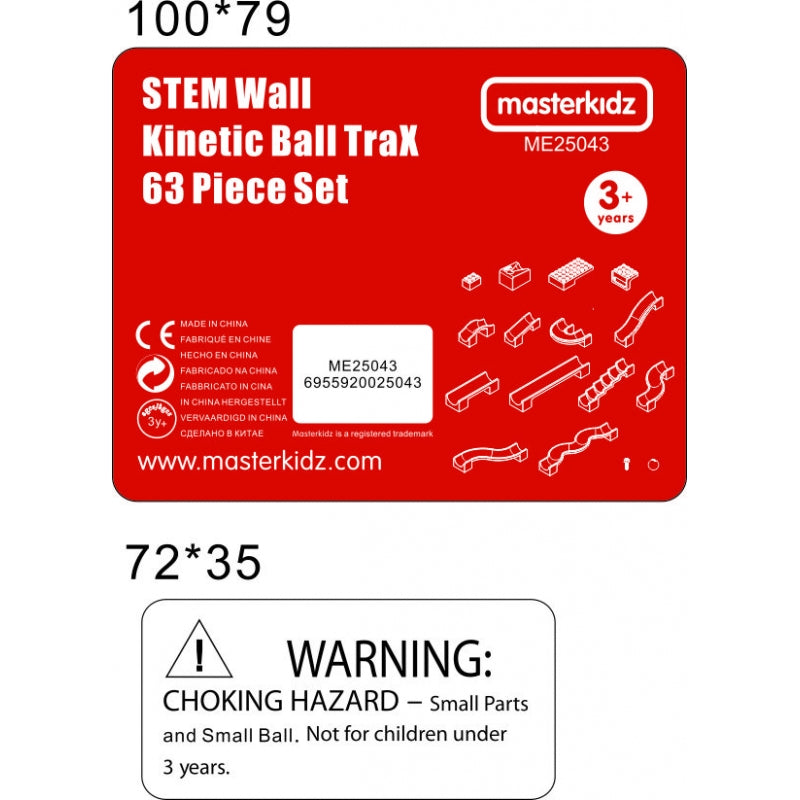 STEM lentos kaladėlių rinkinys su kamuoliukais 63 el, MASTERKIDZ