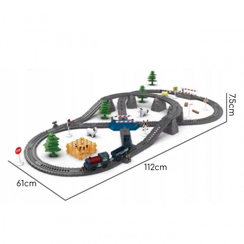 Elektrinis XXL traukinio rinkinys su bėgiais 90 vnt. WOOPIE