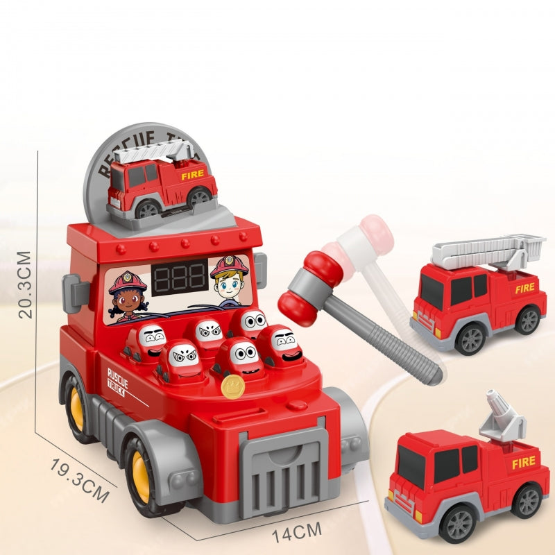 Interaktyvus gaisrinis sunkvežimis su žaidimu “Whack-a-Mole“, raudonas, WOOPIE