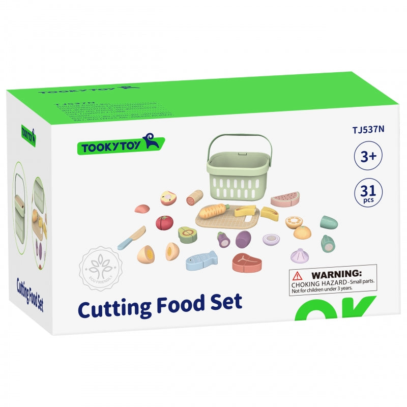 Pjaustomas medinis maisto rinkinys „Daržovės ir vaisiai“ TOOKY TOY