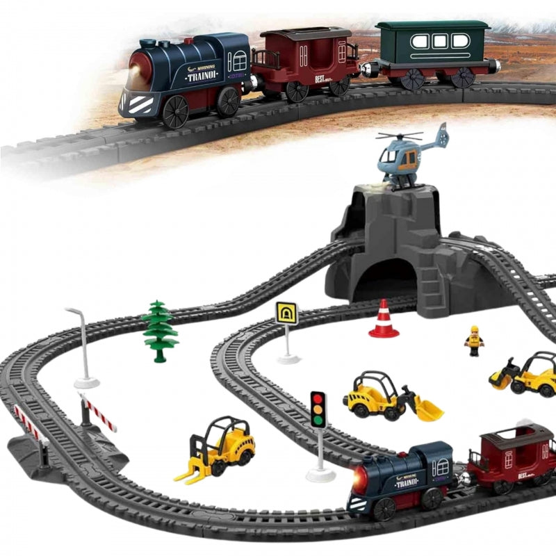 Elektrinis retro traukinio rinkinys vaikams 76 el. WOOPIE