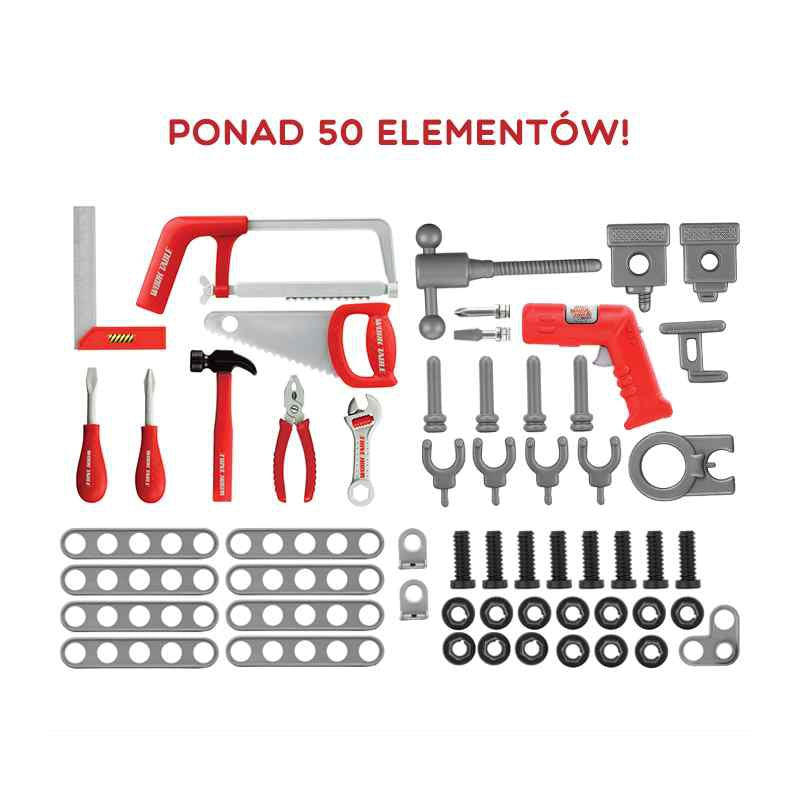 Didelis meistro darbastalis su įrankiais vaikams 50 vnt. WOOPIE