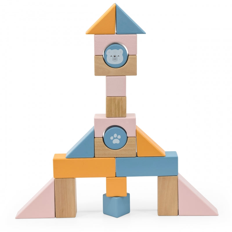 Medinis traukiamas vežimėlis su kaladėlėmis 21 el, VIGA