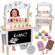 Vaikiška medinė cukrainė ir ledų parduotuvė ant ratų Viga