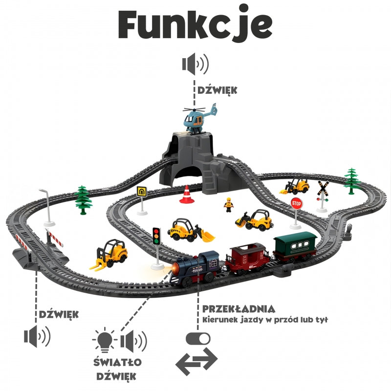 Elektrinis retro traukinio rinkinys vaikams 76 el. WOOPIE