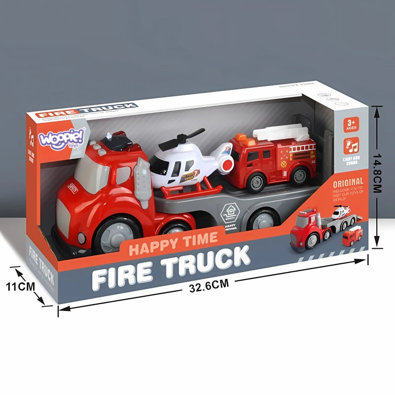 Ugniagesių transporto priemonių rinkinys su garso ir šviesos efektais, WOOPIE