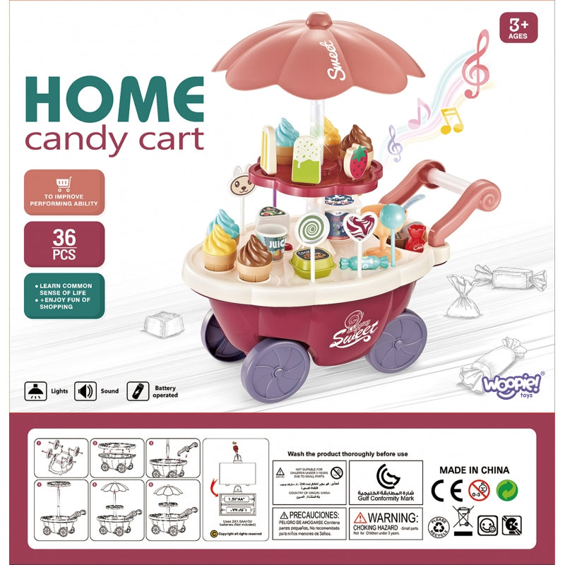 Ledų parduotuvė ant ratų su saldumynais 36 vnt. Šviesos ir garso efektai Woopie