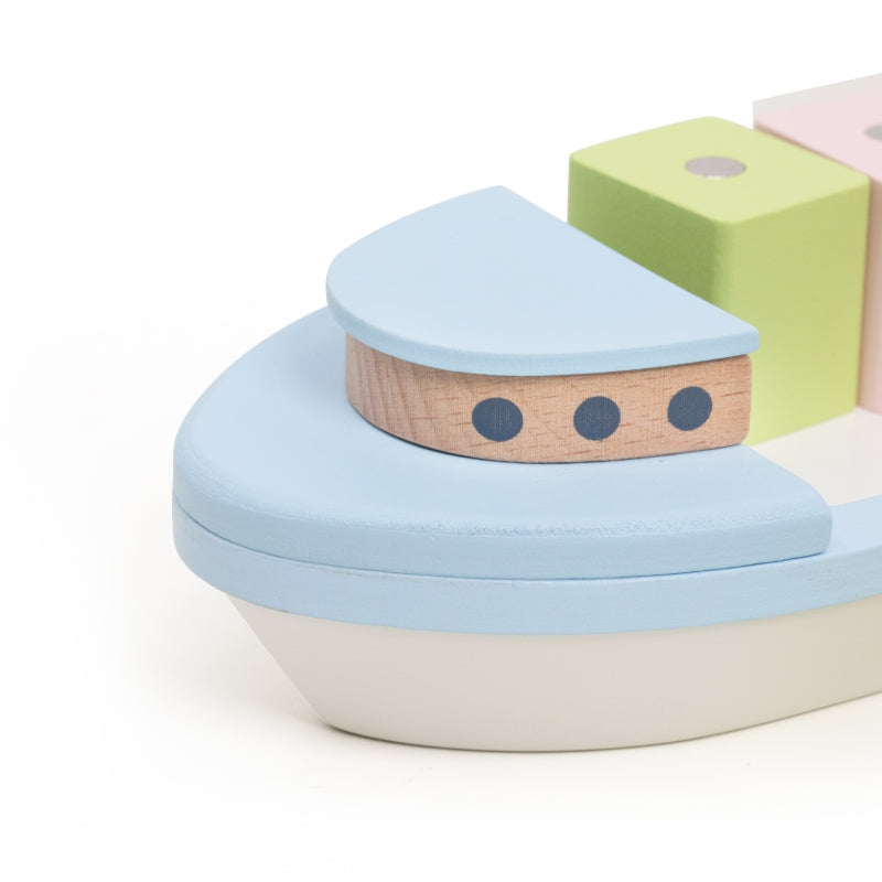 Medinis magnetinis kaladėlių žaidimas „Laivas su kranu“, Classic World