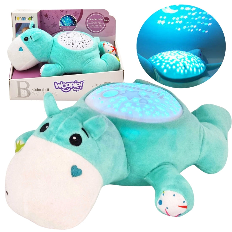 Pliušinis begemotas Funmuch su lopšinėmis ir projektoriumu