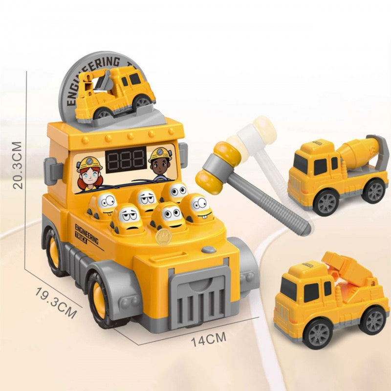 Interaktyvus statybinis sunkvežimis su žaidimu “Whack-a-Mole“, geltonas, WOOPIE