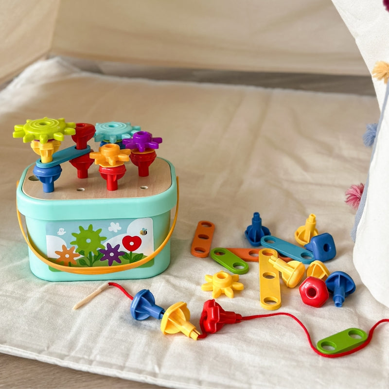 Medinė Montessori motorinė dėžė 12in1, WOOPIE GREEN