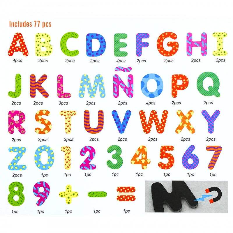 „Viga“ medinis magnetinis raidžių ir skaičių rinkinys