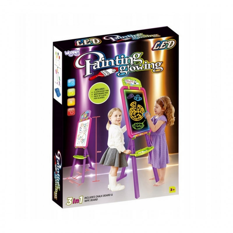 Magnetinė piešimo lenta vaikams su priedais ir šviesos efektais 3in1, WOOPIE