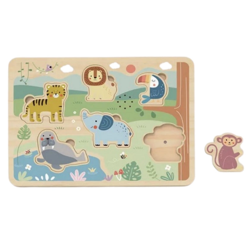 Medinė interaktyvi dėlionė vaikams “Gyvūnai”, TOOKY TOY