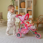 Triratis vežimėlis lėlėms, rožinis, WOOPIE