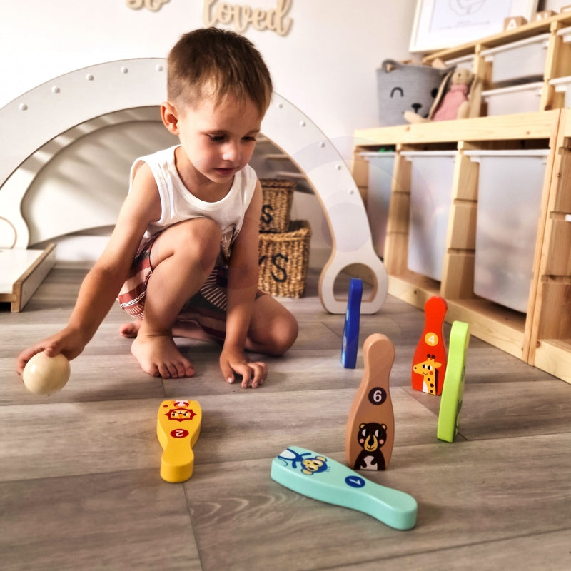 Medinis gyvūnų boulingo rinkinys Tooky Toy