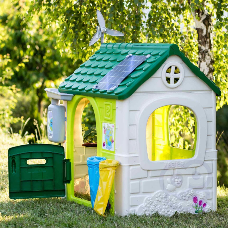 Žaidimų namelis su saulės baterija, eco rūšiavimu ir vėjo malūnėliu, Feber