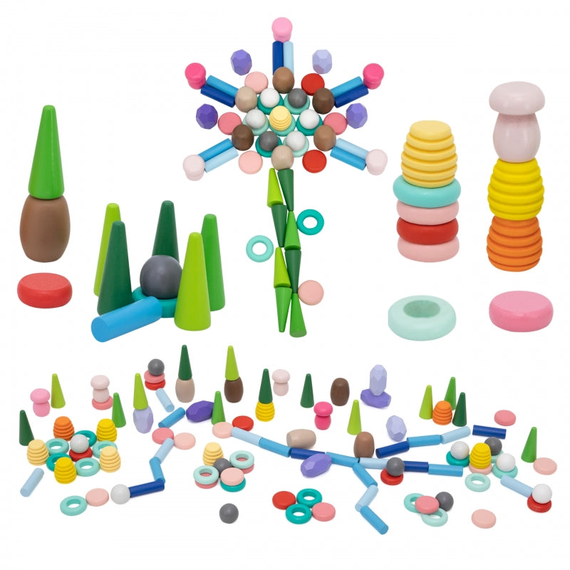 Montessori mediniai mokomieji blokai dėlionė, 141 vnt. VIGA