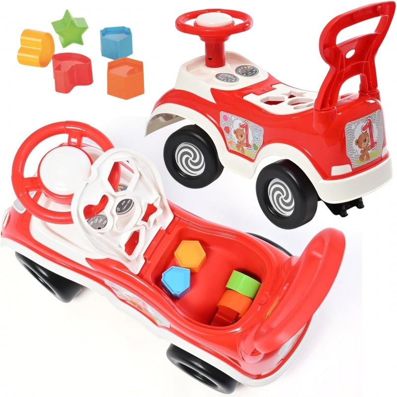 Paspiriama mašinėlė - stumdukas 4 in 1 su rūšiuokliu, raudona