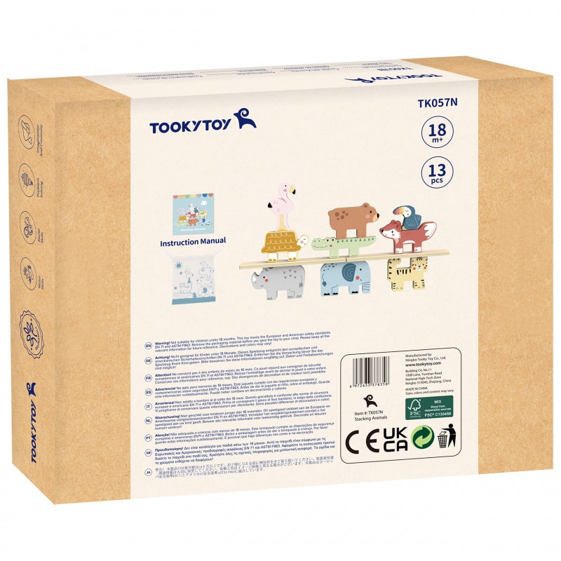 Medinė Montessori gyvūnų dėlionė 9 el., TOOKY TOY