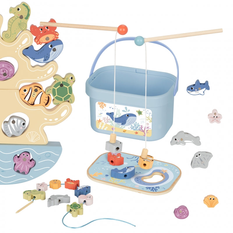 Medinis žvejybos rinkinys vaikams „Balansavimo bokštas“ 23 vnt. TOOKY TOY