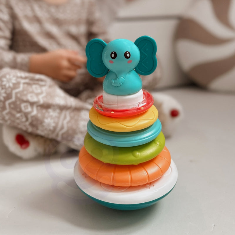 Interaktyvus piramidės formos bokštas su šviesos ir garso efektais, WOOPIE, drambliukas