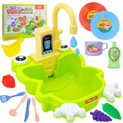 Žaislinė virtuvės kriauklė varlės formos 14 el. WOOPIE