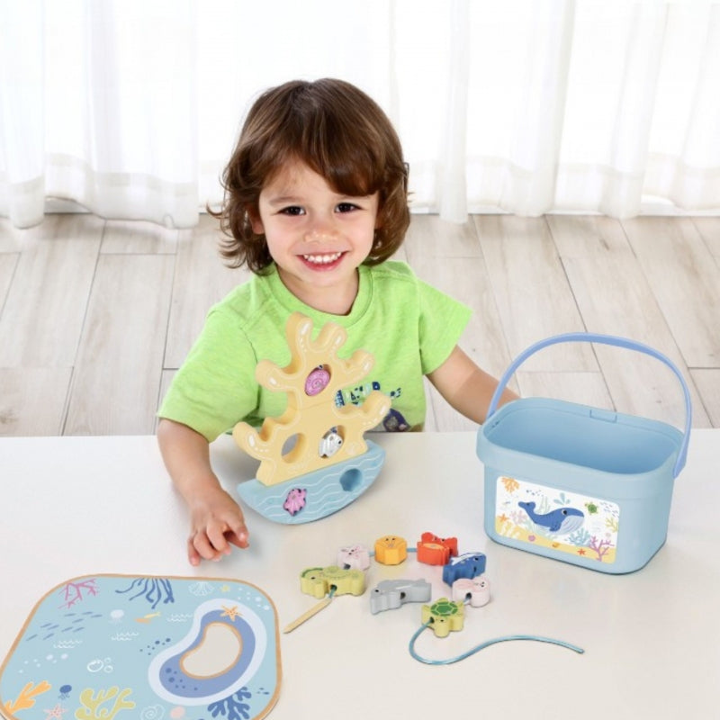 Medinis žvejybos rinkinys vaikams „Balansavimo bokštas“ 23 vnt. TOOKY TOY