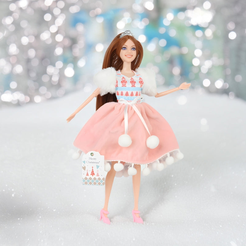 Lėlė Emi su Kalėdine suknele ir meškiuku WOOPIE ROYAL