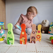 Medinis gyvūnų boulingo rinkinys Tooky Toy