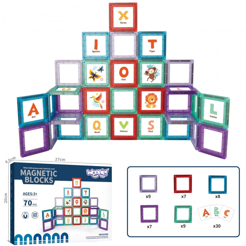 Magnetinis 3D konstruktorius vaikams 70 vnt. WOOPIE