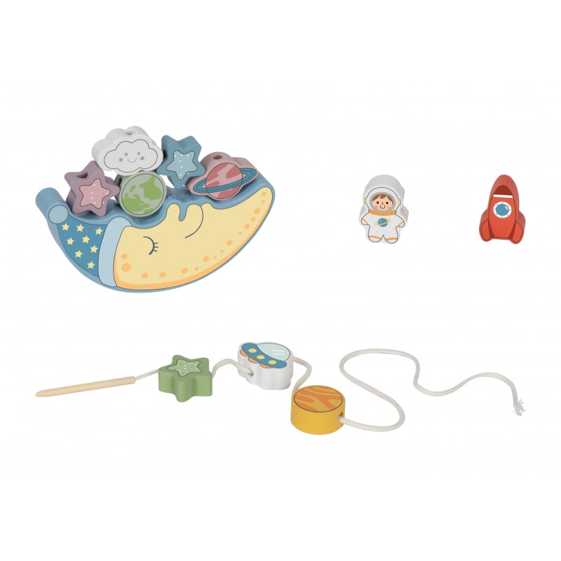 Medinė Montessori balansuojanti dėlionė, mėnulis, TOOKY TOY
