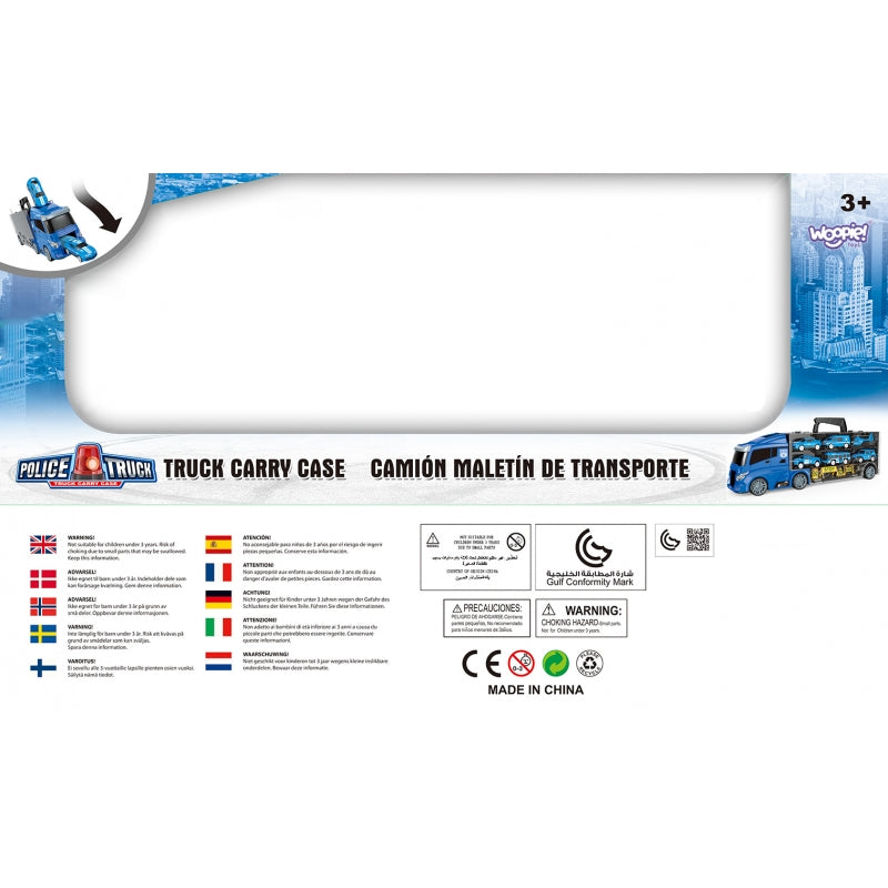 Sunkvežimio ir automobilių rinkinys 3in1, mėlynas, policija, WOOPIE