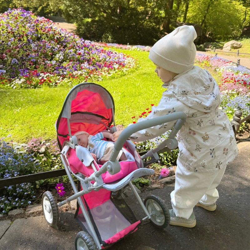 Lėlių vežimėlis 4in1, rožinis, WOOPIE