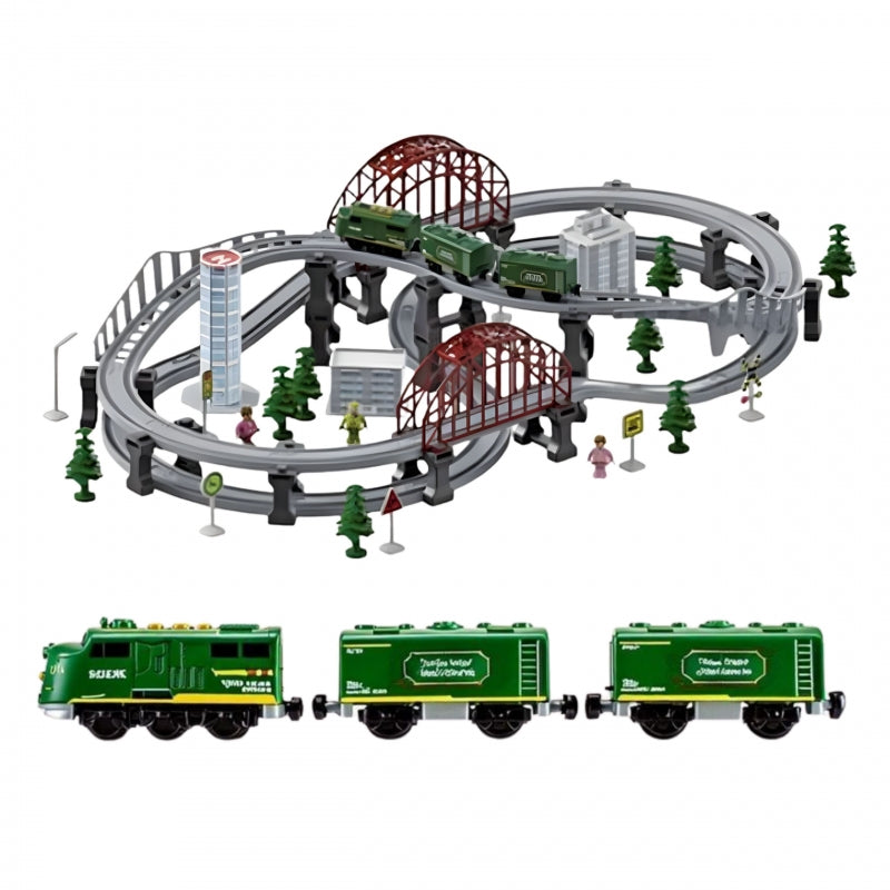 Modernus elektrinio traukinio su bėgiais rinkinys 128 vnt., WOOPIE