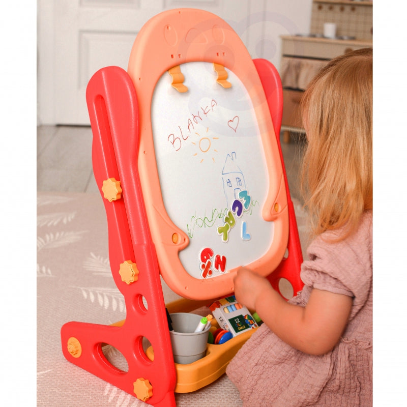 Dvipusė pastatoma magnetinė piešimo lenta "Pingvinas" 57 el., raudona, WOOPIE