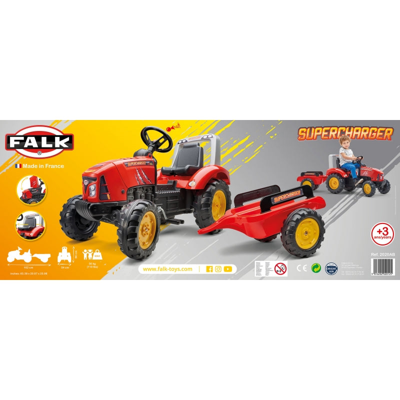 Minamas traktorius su priekaba, raudonas