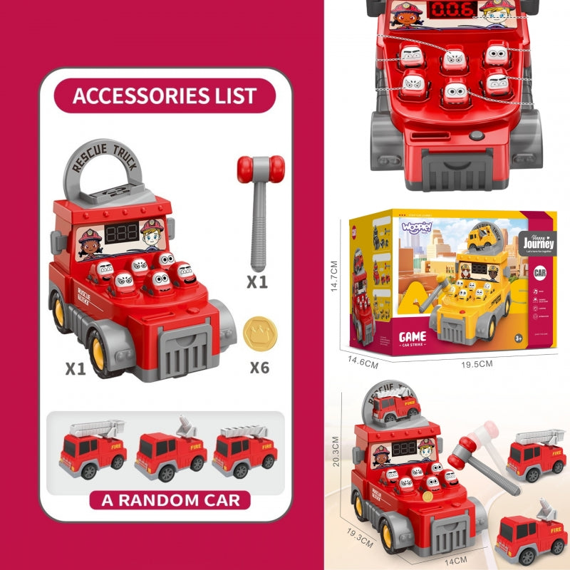 Interaktyvus gaisrinis sunkvežimis su žaidimu “Whack-a-Mole“, raudonas, WOOPIE