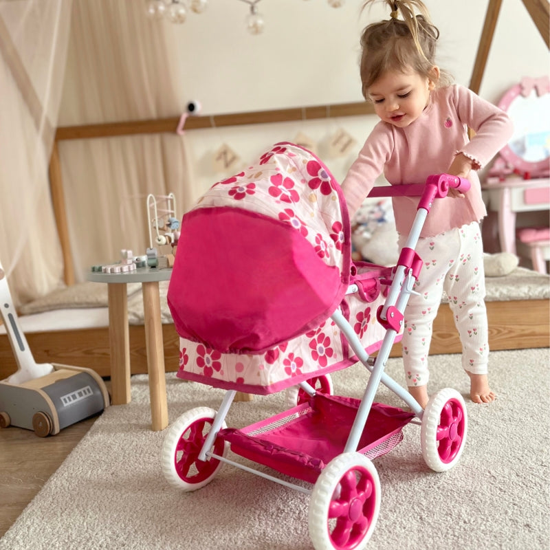 Lėlių vežimėlis su reguliuojama rankena, WOOPIE