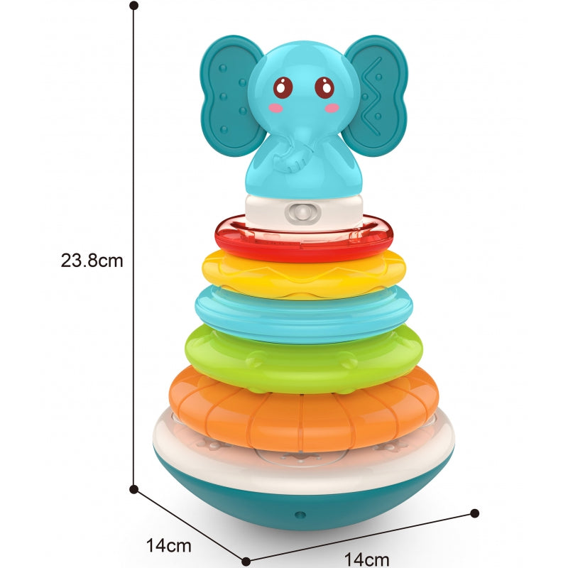 Interaktyvus piramidės formos bokštas su šviesos ir garso efektais, WOOPIE, drambliukas